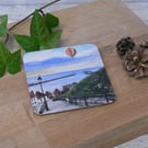 'Balloon over Whitby Steps' cork backed coaster