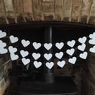 White Heart Wedding Bunting, Engagement Decoration, Hen Do Garland