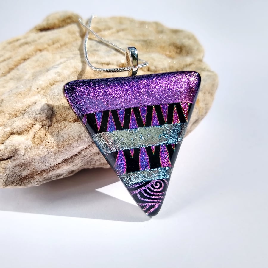 Seconds and Samples sale: Pink Stripe fused glass pendant