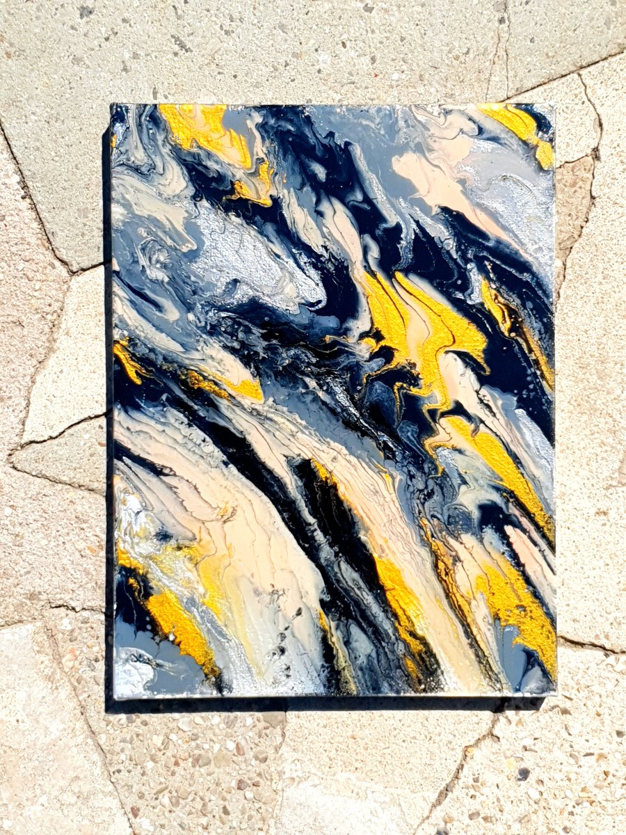 Silver acrylic pouring painting