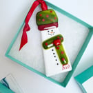 Snowman Tree Decoration-Green-Fused Glass