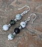 Sterling Silver Drop Earrings with Moss Agate and Jasper - Image 1