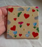 Hand Painted Ceramic Coaster & Matching Keyring Unique Handmade Gift Keepsake - Image 2