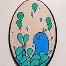 Original, one of a kind acrylic painting on an oval woodslice - Chep