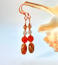 Agate, Carnelian & Swarovski Crystal Copper Earrings, Jewellery Gifts For Her