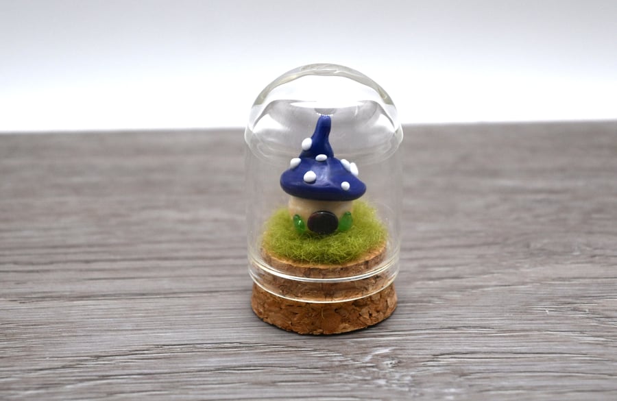 small glass toadstool fairy house keepsake figure