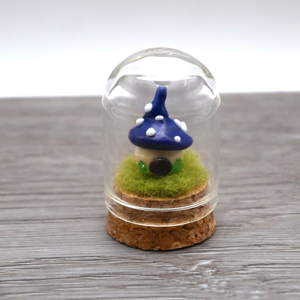 small glass toadstool fairy house keepsake figure