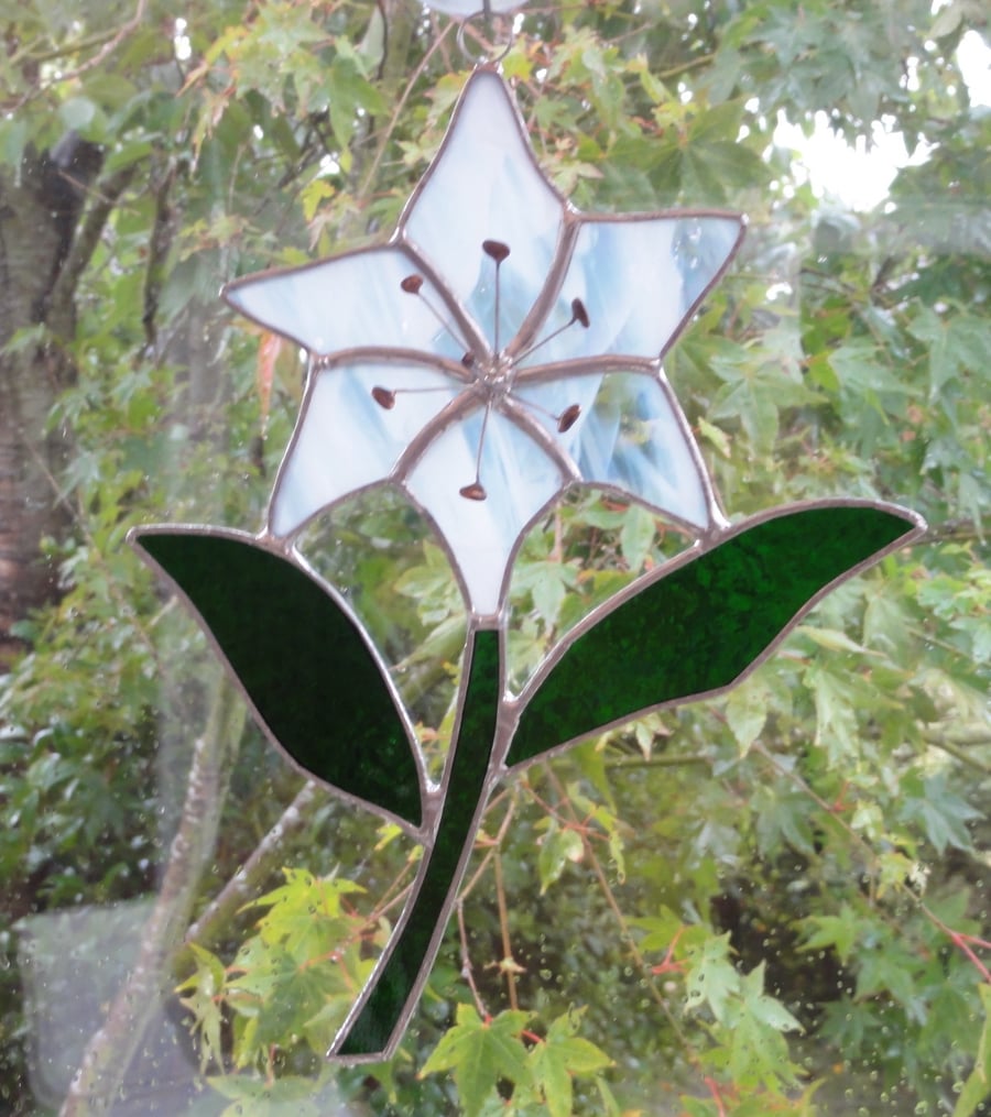 Stained Glass Lilly Suncatcher - White