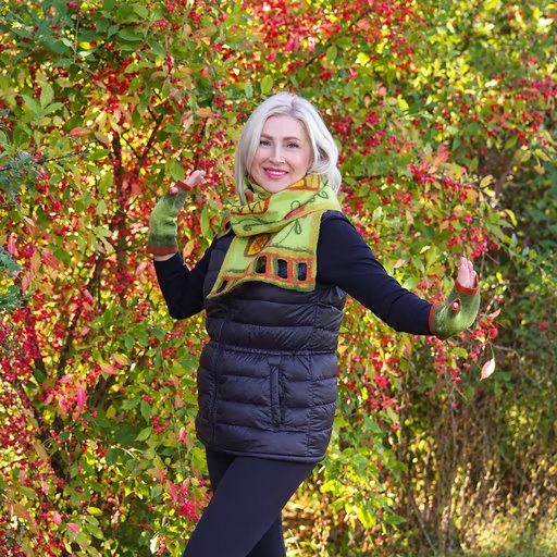 Handmade felted merino wool scarf