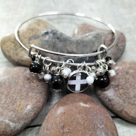 St Piran's Cornish flag expanding bracelet bangle