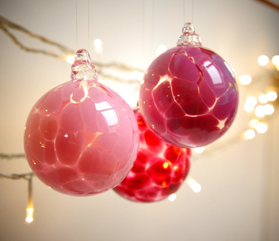 Mini Pink Handmade Blown Glass Bauble