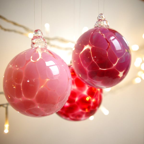 Mini Pink Handmade Blown Glass Bauble