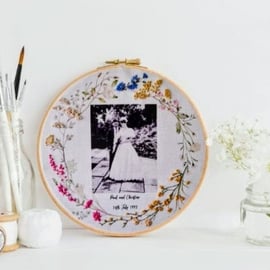 Embroidered Weddng Photograph or Pet, Baby, Family 