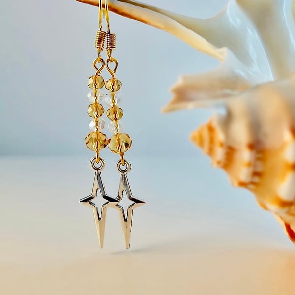 Christmas Star Earrings With Sparkly Crystals, Secret Santa, Stocking Filler