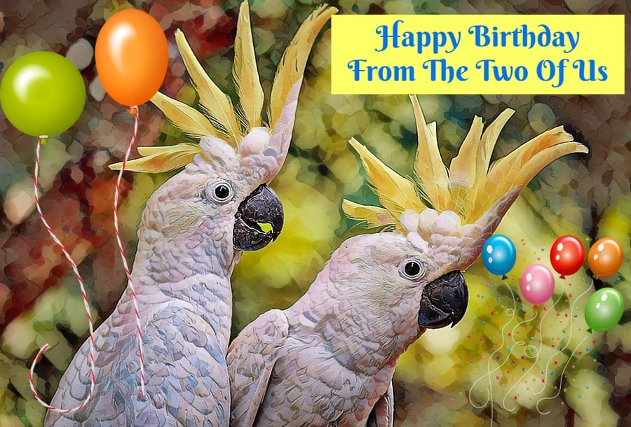 Happy Birthday From The Two Of Us Cockatoo Card A5