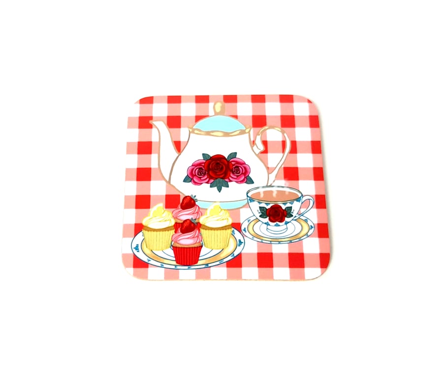 Vintage Teapot and Tea Cup Coaster