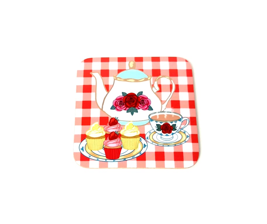 Vintage Teapot and Tea Cup Coaster