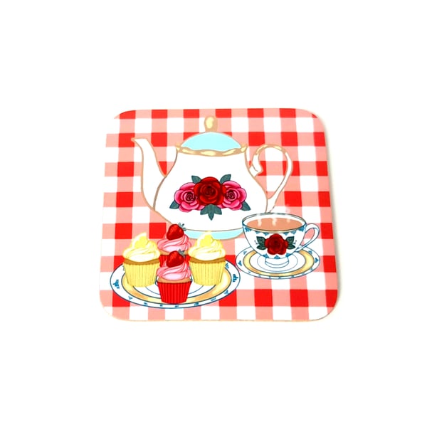 Vintage Teapot and Tea Cup Coaster