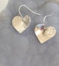 Heart Domed Textured Sterling Silver Drop Earrings - Image 4