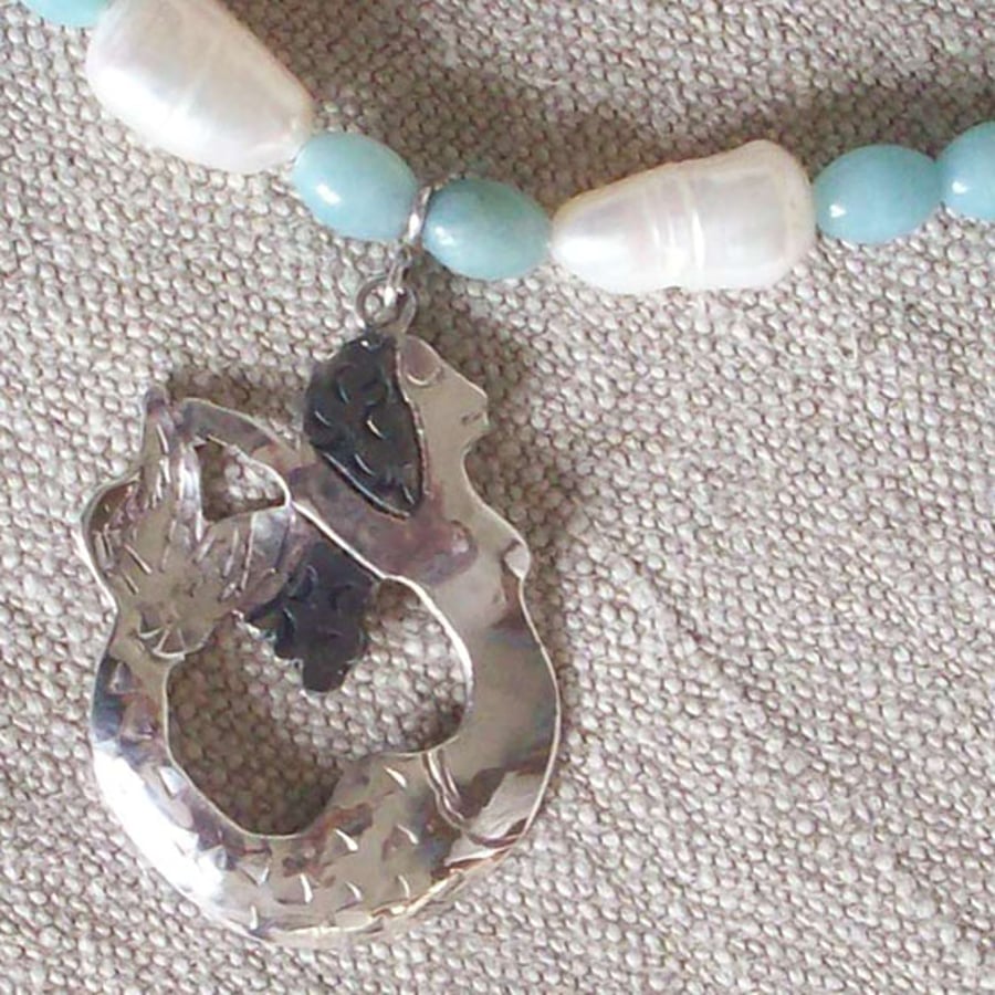 Mermaid Necklace with Pearl and Amazonite