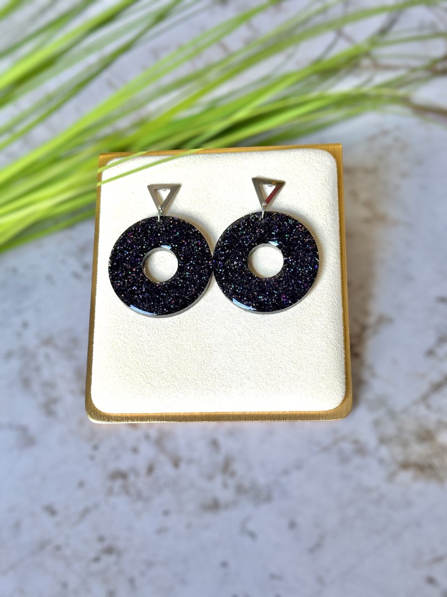 Black Circle Hoop Earrings