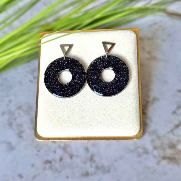 Black Circle Hoop Earrings