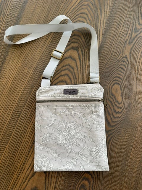 Light Gray Thistle Pattern Cross Body Dog Walking Messenger Bag