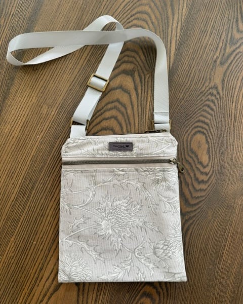 Light Gray Thistle Pattern Cross Body Dog Walking Messenger Bag