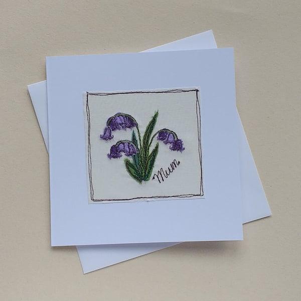 Embroidered Bluebells Mother's Day Card