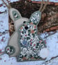 Two Hanging Rabbit Decorations One Liberty Fabric and One Linen Fabric  - Image 5