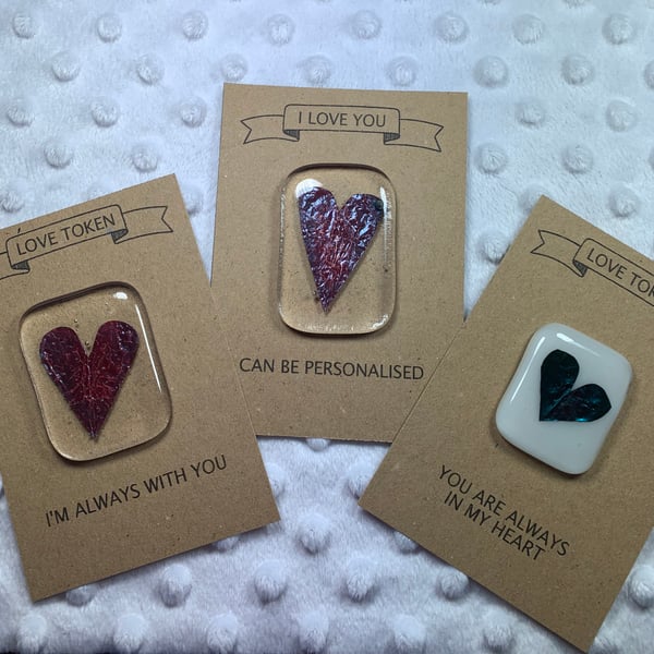 Fused Glass and Copper Foil Heart Love Token 