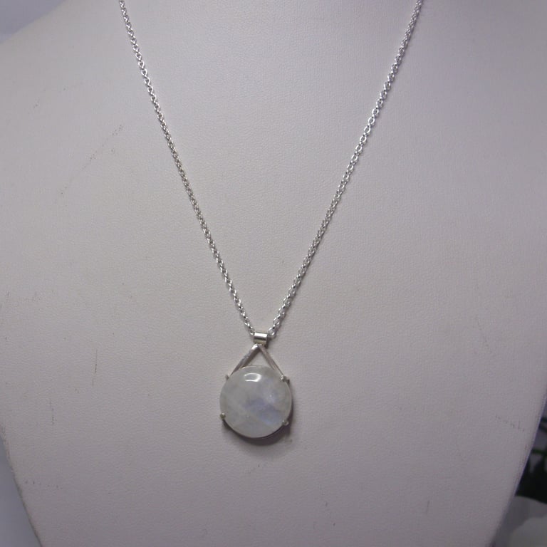 Moonstone gemstone pendant with recycled silver claw setting