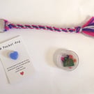 Handmade 3 in 1 teacher gift kumihimo braided keyring,fridge magnet & pocket hug