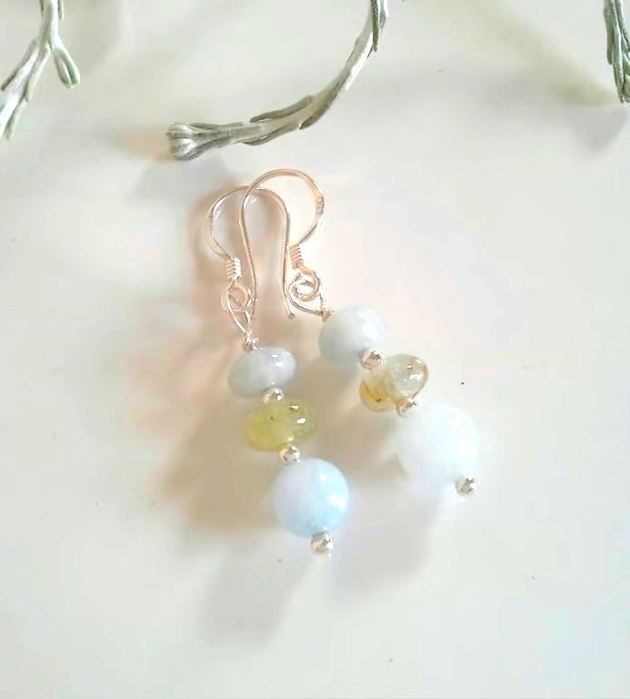 Dainty, Feminine Aquamarine Sterling Silver Earrings