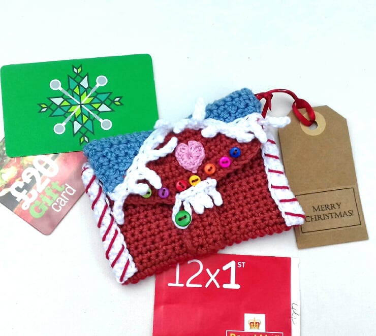 Crochet Gingerbread House Gift Card Wallet - Folksy
