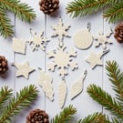 Handmade Set of 11 White Crystacast Decorations