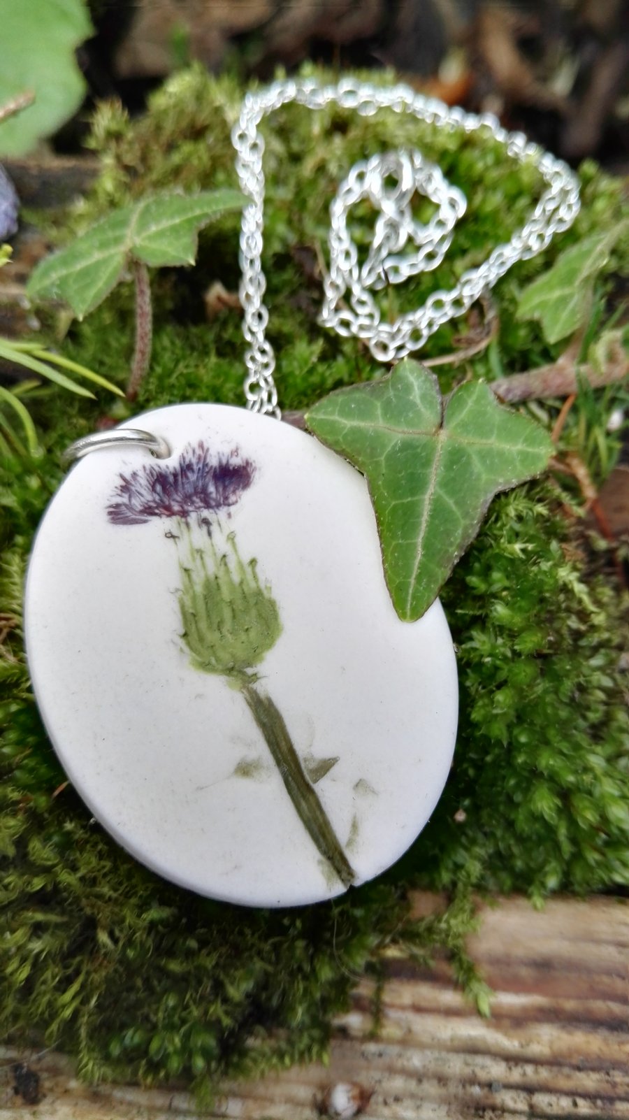 THISTLE PENDANT hand made in porcelain