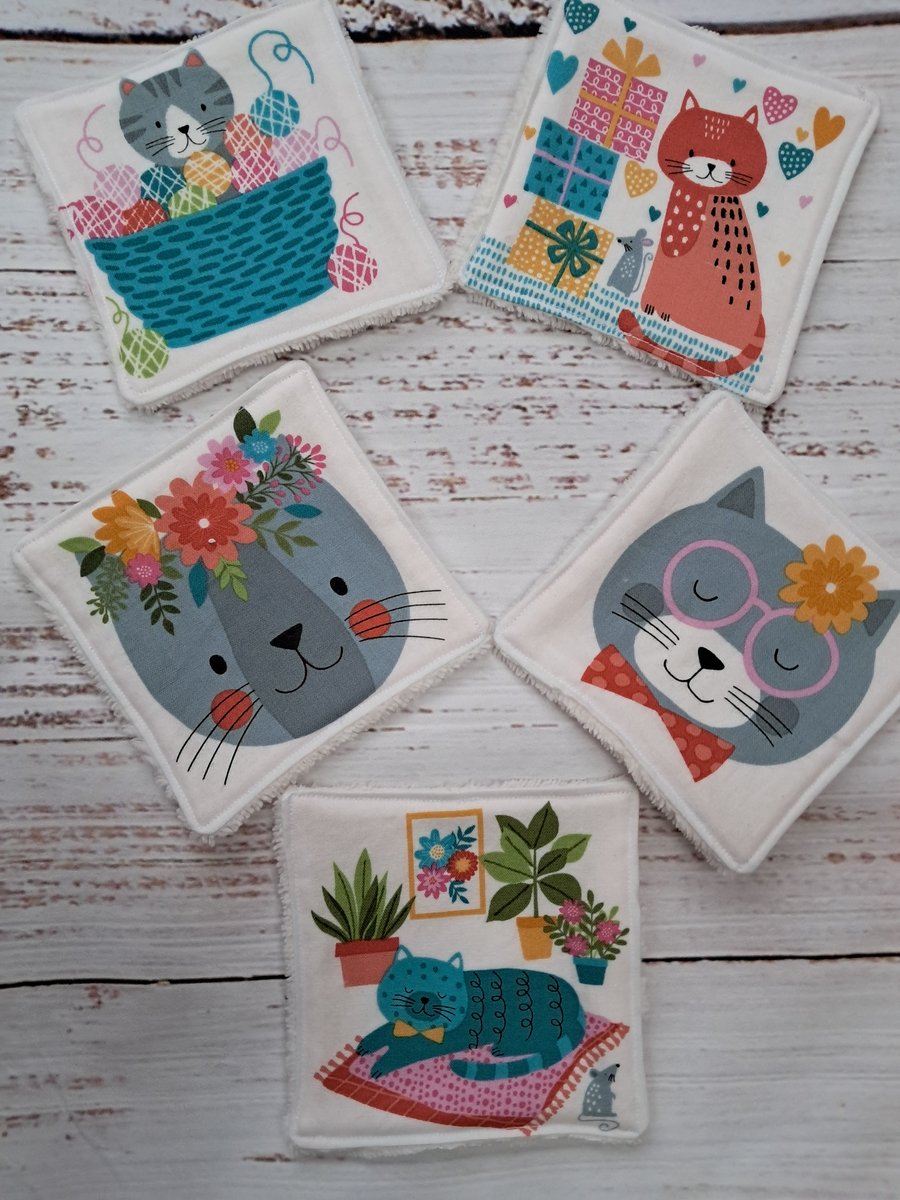 Cats reusable bamboo wipes (set of 5)