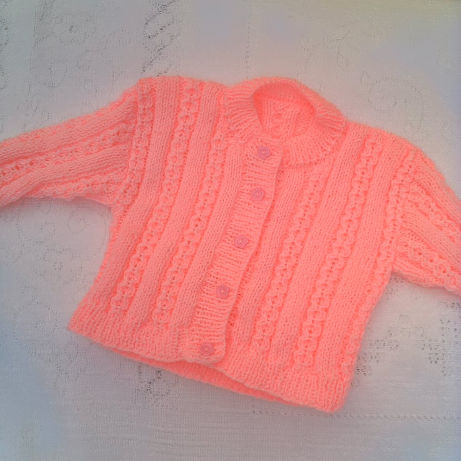 Hand Knitted Round Neck Cabled Cardigan for a Baby, Custom Make, Cardigan