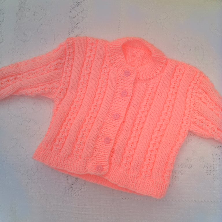 Hand Knitted Round Neck Cabled Cardigan for a Baby, Custom Make, Cardigan