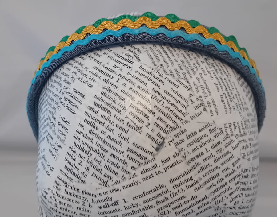 Denim Hairband or Headband with Ric Rac Detail 