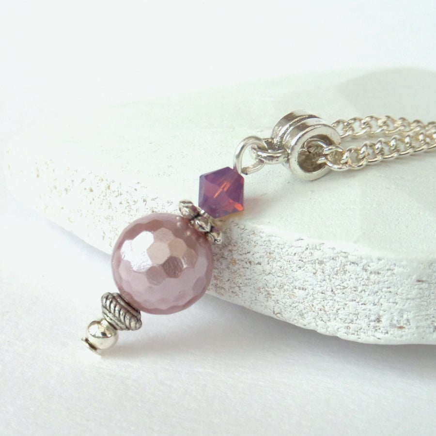 Pink Shell Pearl & Swarovski crystal necklace