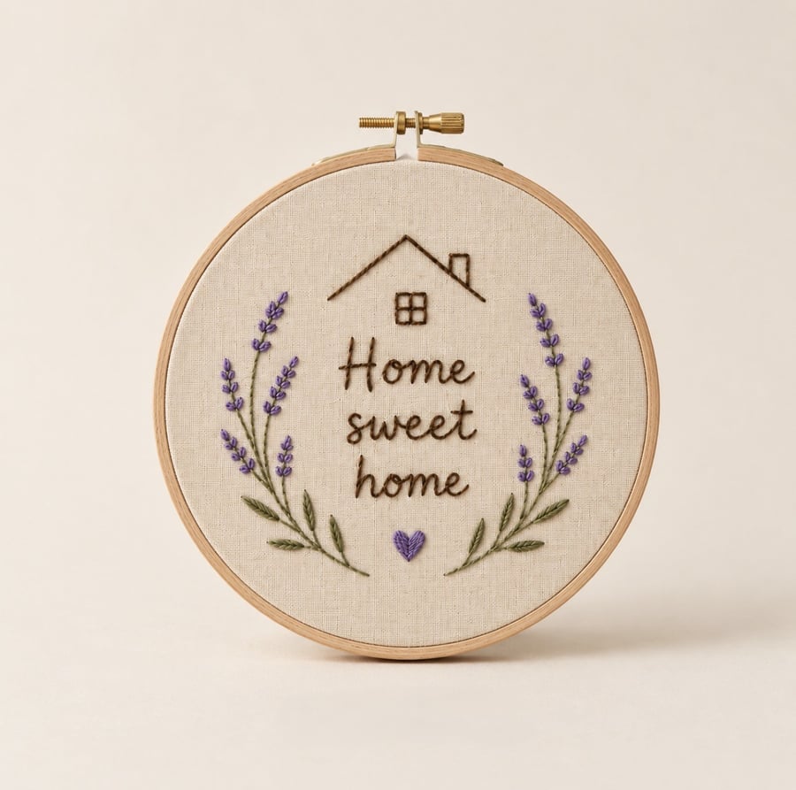 Personalised Home Sweet Home Embroidery Pattern & Kit, DIY House ...