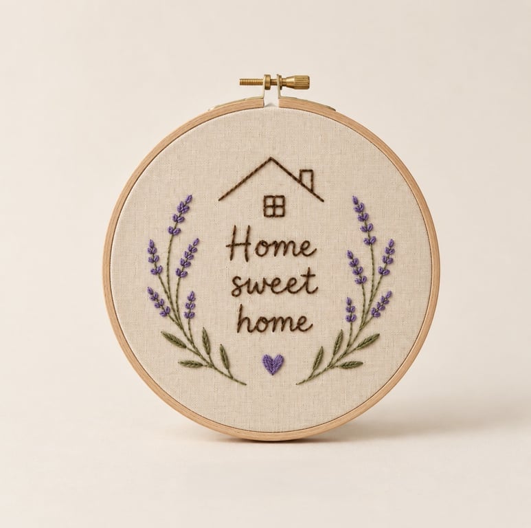 Personalised Home Sweet Home Embroidery Pattern & Kit, DIY House Embroidery