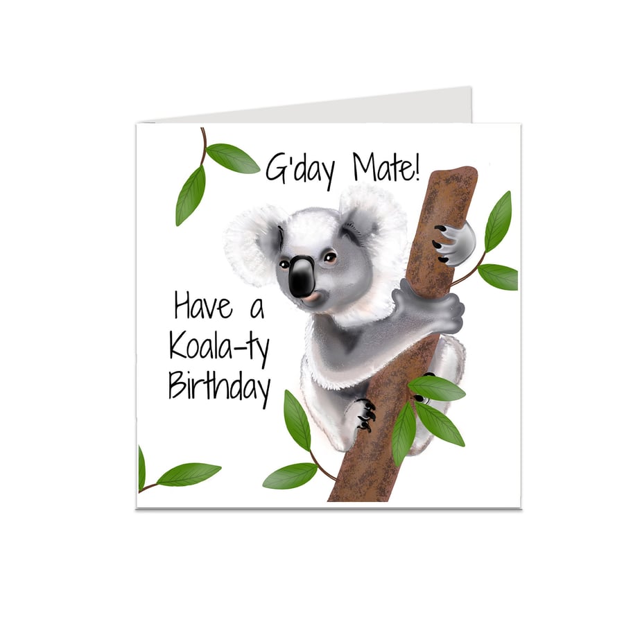 Koala birthday card, G'day mate