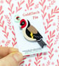 Goldfinch Pin Badge, Wooden Bird Brooch, Garden Birds, British Birds