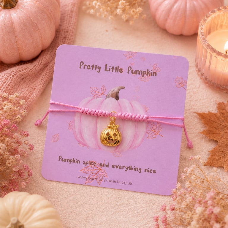 Pretty Little Pumpkin Bracelet - Pumpkin Charm Bracelet - Adjustable Autumn Frie
