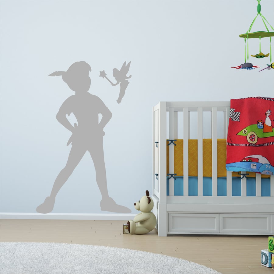 PETER PAN & TINKERBELL Shadow Removable Vinyl Wall Decal Stickers Home Decor Art