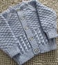 16" Patterned Baby Boys Round Neck Cardigan (Cloudy Blue)