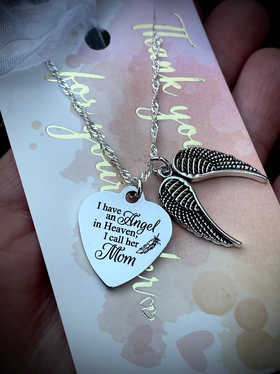 I Have An Angel In Heaven I Call Her Mom Necklace 925 sterling silver chain